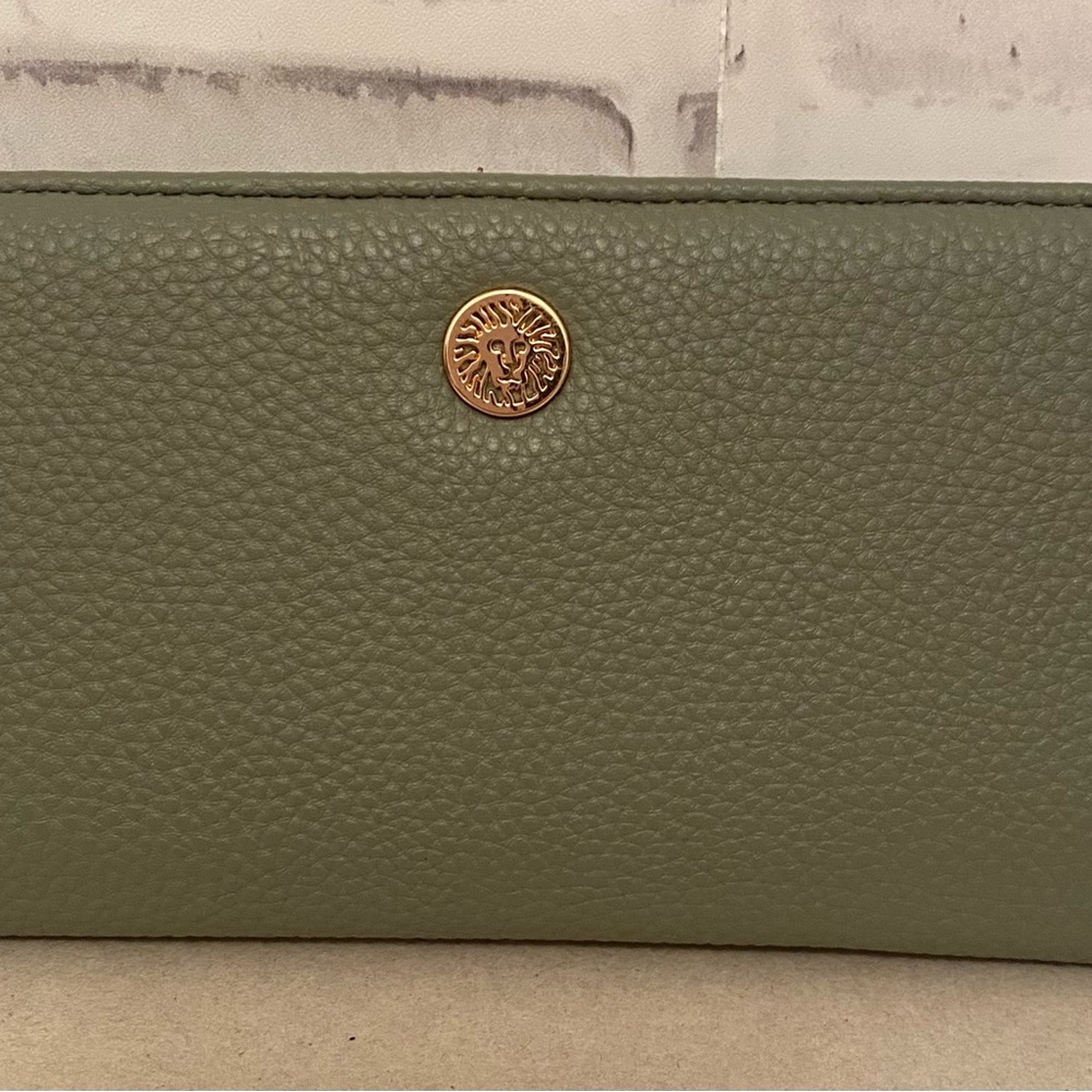 Anne Klein Olive Green Wallet with Gold Emblem